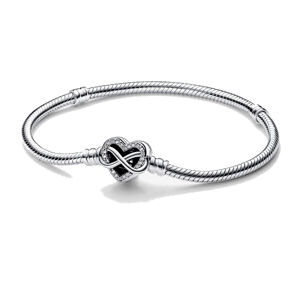 Pandora Romantický stříbrný náramek Srdce Moments 592645C01 18 cm