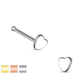 Piercing do nosu z chirurgické oceli, malé symetrické srdíčko - Barva piercing: Měděná