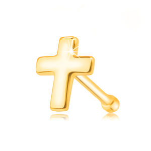 Piercing do nosu ze zlata 375 - lesklý latinský křížek