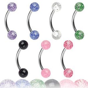 Piercing do obočí - čiré kuličky se třpytkami - Barva piercing: Růžová