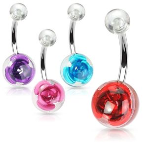 Piercing do pupíku čirá kulička, růže - Barva piercing: Aqua