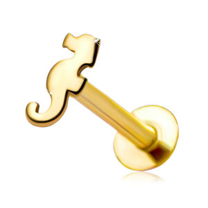 Piercing do rtu a brady ze 14K žlutého zlata - motiv mořského koníka