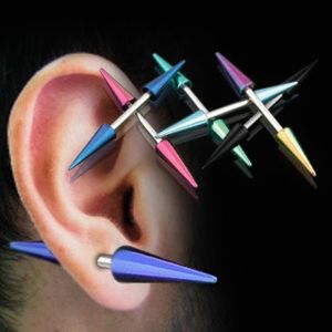 Piercing do ucha titanové špičky - Barva piercing: Duhová