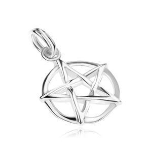 Přívěsek - pentagram v kruhu, stříbro 925