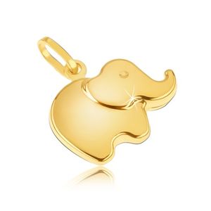 Přívěsek ze žlutého 14K zlata - malý blyštivý zaoblený sloník