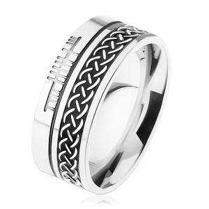 Prsten z chirurgické oceli, keltský vzor, stříbrná barva, 8 mm - Velikost: 57