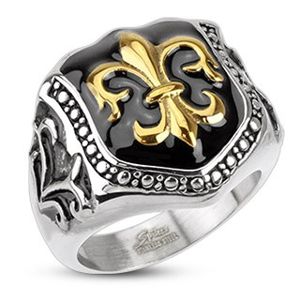 Prsten z chirurgické oceli - královský znak, štít - Velikost: 57