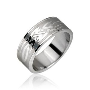Prsten z chirurgické oceli - motiv Tribal - Velikost: 57