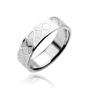 Prsten z chirurgické oceli - mozaikový vzor - Velikost: 67