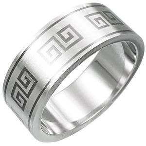 Prsten z chirurgické oceli - řecký motiv - Velikost: 55