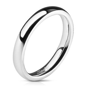 Prsten z chirurgické oceli, stříbrná barva, zrcadlový lesk, 3 mm  - Velikost: 53