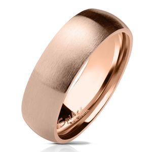 Prsten z chirurgické oceli v měděném odstínu, matný zaoblený povrch, 6 mm - Velikost: 62