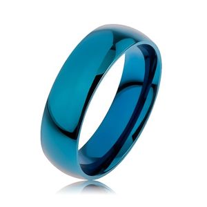Prsten z chirurgické oceli v modré barvě, povrch anodizovaný titanem, 6 mm - Velikost: 70