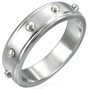 Prsten z chirurgické oceli - vypuklé válečky - Velikost: 58