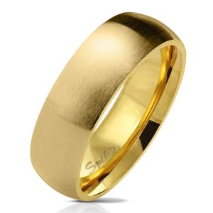 Prsten z chirurgické oceli zlaté barvy, matný zaoblený povrch, 6 mm - Velikost: 69
