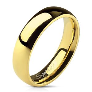 Prsten z chirurgické oceli, zlatý odstín, lesklý hladký povrch, 5 mm - Velikost: 59
