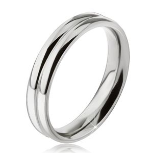 Prsten z oceli 316L, efekt dvou zaoblených obrouček, 6 mm - Velikost: 61