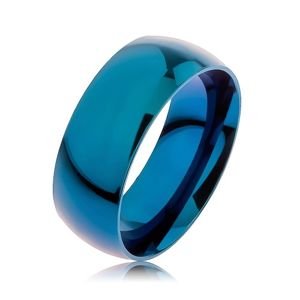 Prsten z oceli 316L, modrá barva, anodizovaný titanem, 8 mm - Velikost: 70