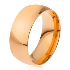 Prsten z oceli 316L zlaté barvy, lesklý hladký povrch, 8 mm - Velikost: 65