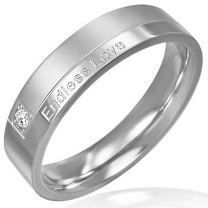 Prsten z oceli - moderní design, romantický nápis - Velikost: 62