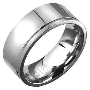 Prsten z oceli - obroučka s rýhou podél obvodu - Velikost: 68