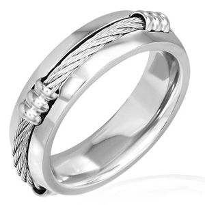Prsten z oceli s keltským lanem a sníženými okraji - Velikost: 62