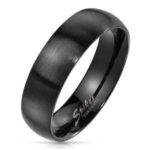 Prsten z oceli v černém barevném odstínu - široká ramena s matným povrchem, 6 mm - Velikost: 59