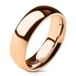 Prsten z oceli v růžovo-zlaté barvě - 6 mm - Velikost: 70