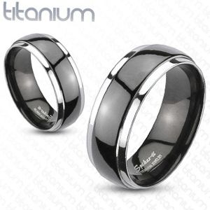 Prsten z titanu - černo-stříbrný - Velikost: 63