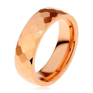Prsten z wolframu v měděném odstínu, vybroušené šestihrany, 6 mm - Velikost: 59