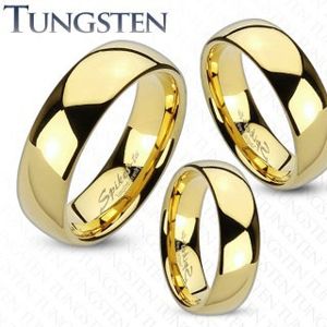Prsten z wolframu zlaté barvy, zaoblený a hladký povrch, zrcadlový lesk, 8 mm - Velikost: 60