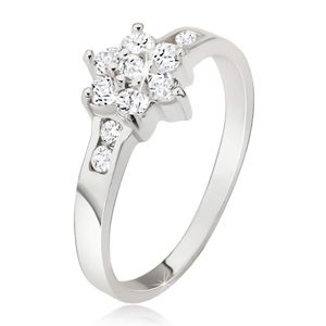 Prsten ze stříbra 925, čirý zirkonový květ - Velikost: 50