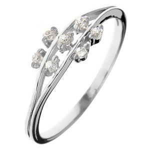 Prsten ze stříbra 925 - drobné zirkonové kvítky na stoncích - Velikost: 65