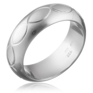 Prsten ze stříbra 925 - gravírovaný pás obrysů zrnka - Velikost: 54