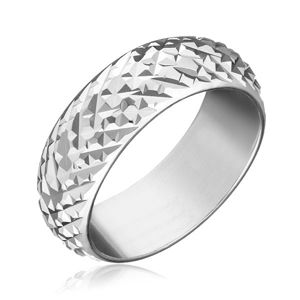 Prsten ze stříbra 925 - lesklé vystouplé kosočtverce - Velikost: 58