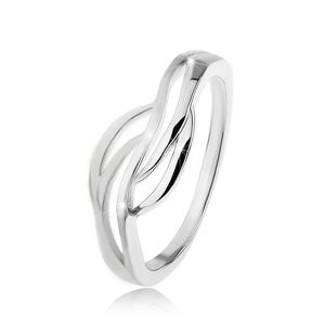 Prsten ze stříbra 925 s rozdělenými rameny, lesklé a matné vlnky - Velikost: 50