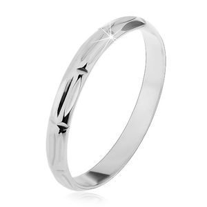 Prsten ze stříbra 925 - svislé a horizontální zářezy, lesklý povrch - Velikost: 50