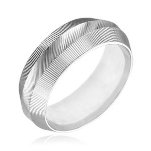 Prsten ze stříbra 925 - zúžený, vroubkovaný povrch - Velikost: 50
