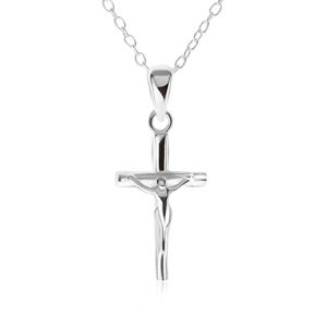 Řetízek a přívěsek s Ježíšem na kříži - náhrdelník ze stříbra 925