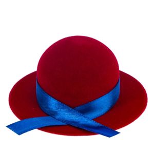 Sametová krabička na prsten nebo náušnice - červený klobouk