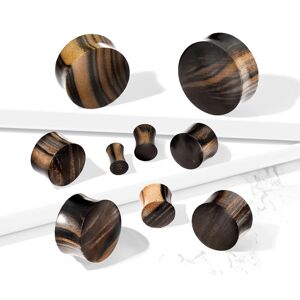 Sedlový plug z ebenového dřeva - přírodní struktura, různé velikosti - Tloušťka piercingu: 25 mm