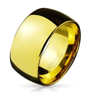 Širší ocelový prsten ve zlatém barevném provedení, 11 mm - Velikost: 65