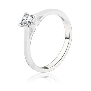 Snubní prsten ze stříbra 925 - čtvercový zirkon s vystouplým uchycením - Velikost: 50