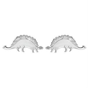Stříbrné náušnice 925 - blýskavý dinosaurus - stegosaurus, puzetové zapínání
