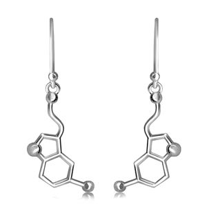 Stříbrné visací 925 náušnice - chemická sloučenina serotoninu, "hormonu štěstí"