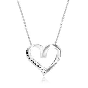 Stříbrný 925 náhrdelník - stuha svinutá do srdíčka, "Forever in my heart"