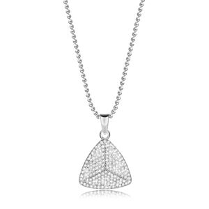 Stříbrný 925 náhrdelník - trojúhelník, kulatý čirý zirkon, kuličkový řetízek