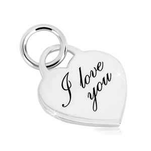Stříbrný 925 přívěsek - srdcovitý zámek, jemně gravírovaný nápis "I love you"