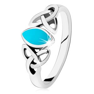 Stříbrný 925 prsten, tyrkysové zrnko, keltský symbol Triquetra - Velikost: 54
