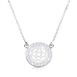 Stříbrný náhrdelník 925 - čtyřcípý keltský uzel v zirkonovém kruhu, jemný řetízek